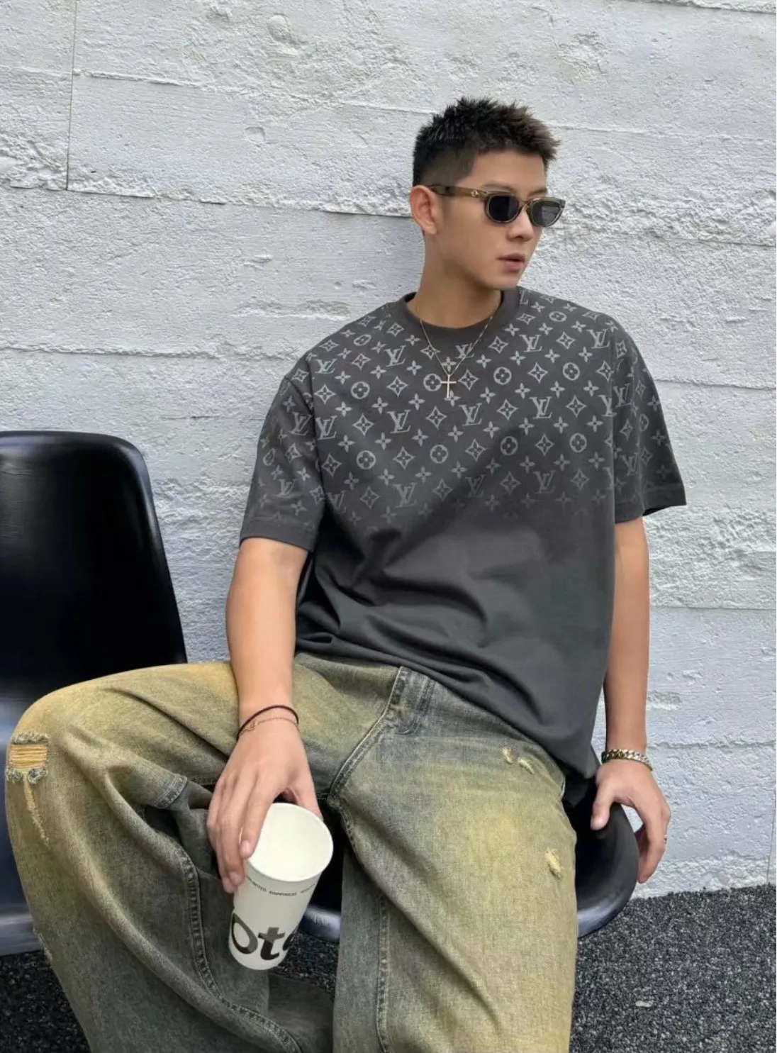 Louis Vuitton/Louis Vuitton 24ss presbyopic gradient printed short sleeves